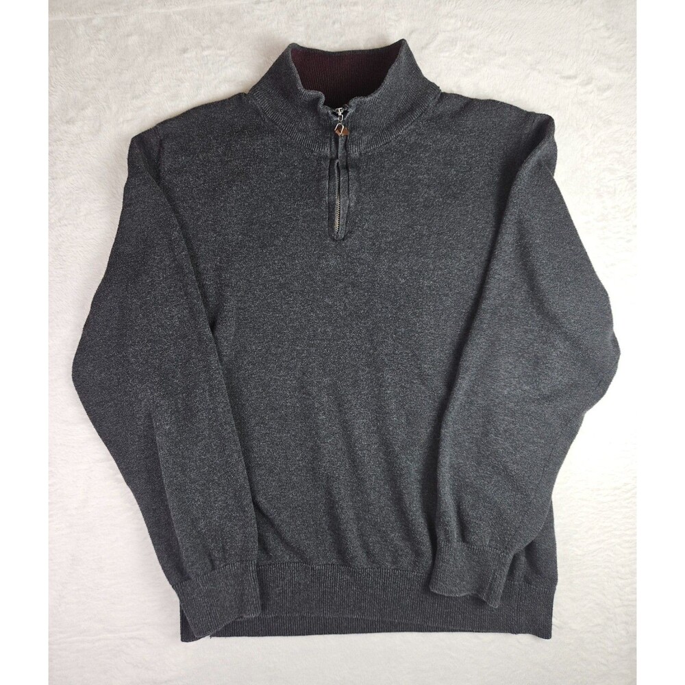 Lachlan Sweater 1/4 Zip Pullover Mens Size L Gray Mock Neck Long Sleeve Casual